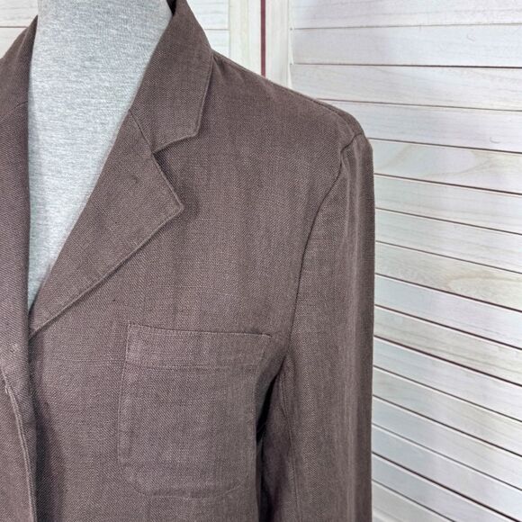 The Limited Brown Linen Boyfriend Blazer Jacket Taupe Size 9 Baggy Oversized - Picture 6 of 12